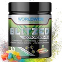 Worldwide Nutrition Blitzed Nootrop Formel - All Natural Energy Drink Mix Powder - Hjerne Kosttilskud til hukommelse og fokus - Forbedret fokus og energi supplement - Gummy Candy Flavor - 30 Servering