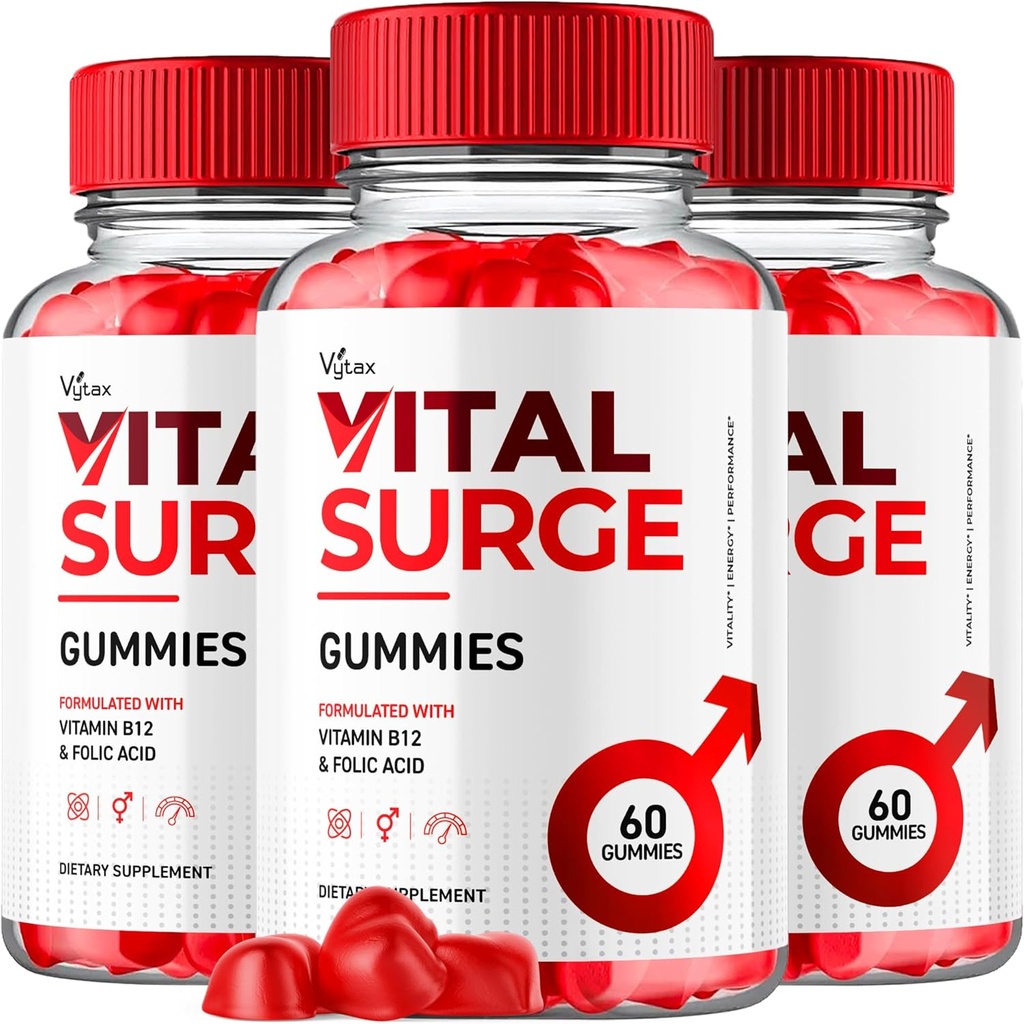 (3 Pack) Vital Surge Gummies, Vital Vita Surge Advanced Extra Strength Formel 1000MG Vigor Pump Mands Vitamin Supplement - Vitalbølge Vitasug Alle naturlige ingredienser Lækre tykkelser (180 Gummies)