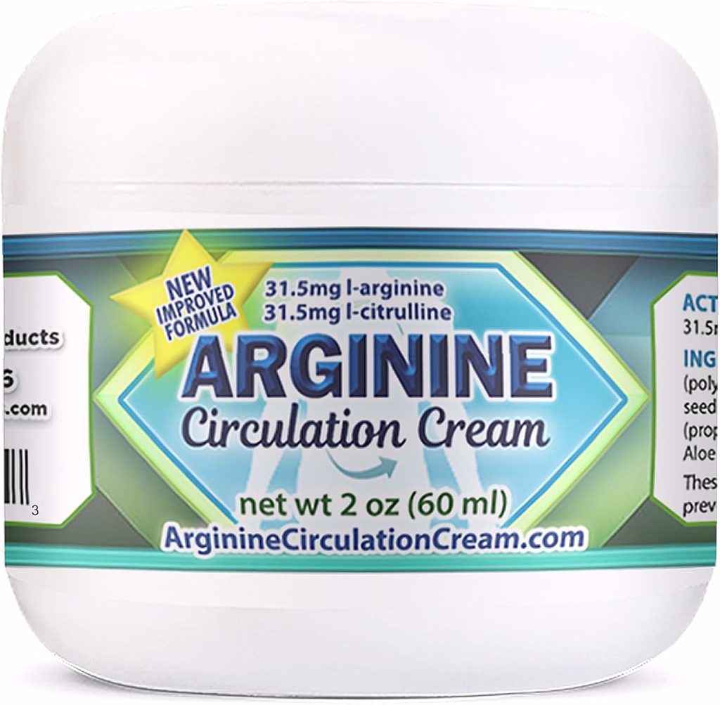 Arginin Circulations Cream 2 oz - Menthol, L Arginin & L Citrullin Lotion - Understøtter sunde ben & krop blodgennemstrømning - Hele familie produkter