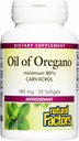 Naturlige faktorer, Olie af Oregano 180 mg, Hjælper med at opretholde godt helbred med Ekstra Jomfru Olivenolie, 30 bløddele (30 portioner)