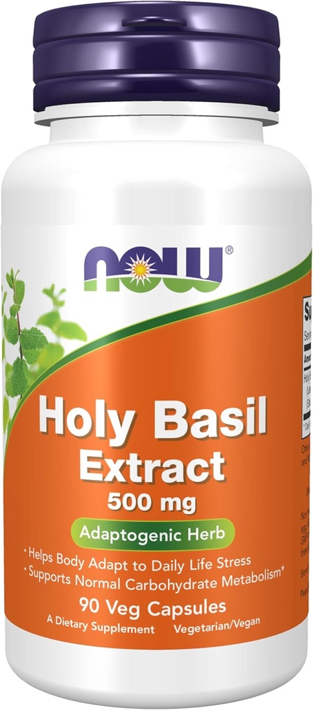 Now Foods Supplements, Holy Basil Extract 500 mg (Holy Basil is a Sacred Plant in Ayurveda), 90 Veg Kapsler