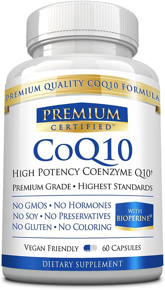 CoQ10 - Coenzym Q10 300mg med MCT Oil and Piperine - Fast Absorption - Boost Antioxidant Niveauer, Forbedre energi, Support Cardio og Fertilitet - 60 kapsler - Vegansk Friendly