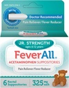 Feverall Børn Acetaminophen Suppositorier 6 Rektale Suppositorier 325mg Hver smertestillende / Fever Reducer. Paraben Free, Ingen kunstige farver eller andre konserveringsmidler. Alder 6-12 År