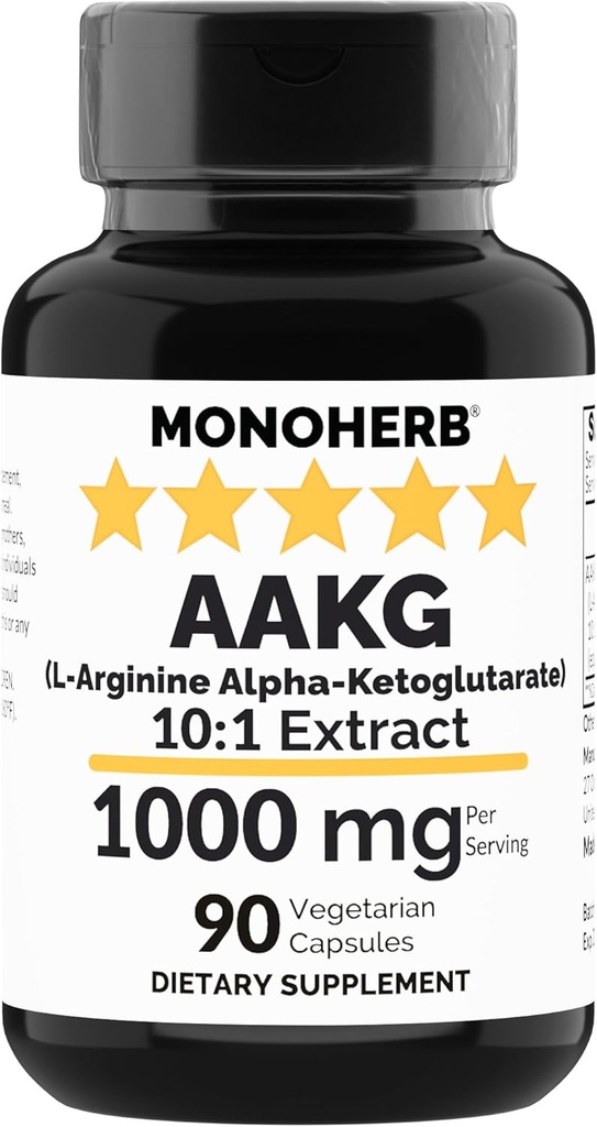 MONOHERB AAKG - L- arginin Alpha- ketoglutarat - 1000 mg - 90 Vegetariske kapsler