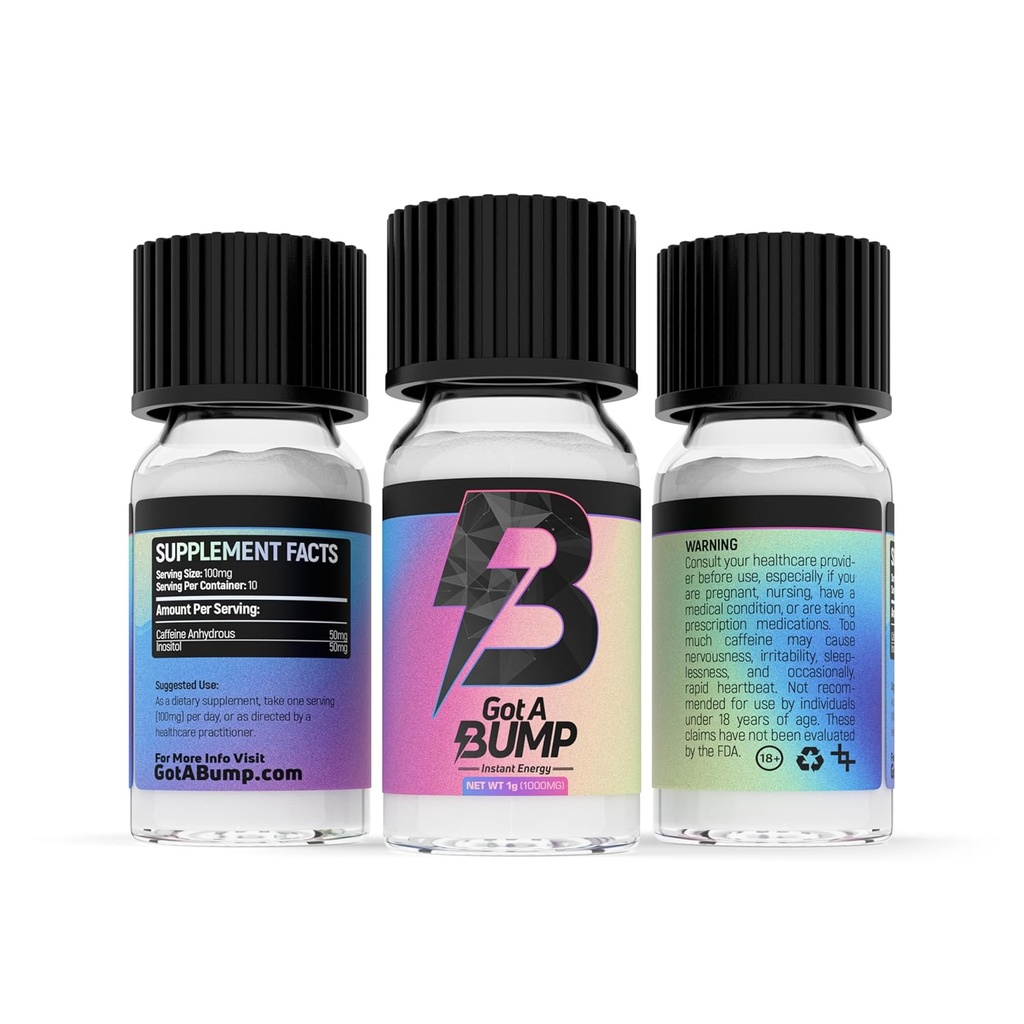 GotABUMP.com fik en Bump ™ - 1g Container (500mg koffein Per Hætteglas) (30- Pack)