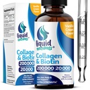 Flydende collagen og biotin, 2 Fl. Oz, Ultra- Strength Collagen Kosttilskud til kvinder, Trev- Party Testet Biotin til hårvækst kvinder, negle og hud vitaminer B7 Collageno Peptider - Vanilla Flavor