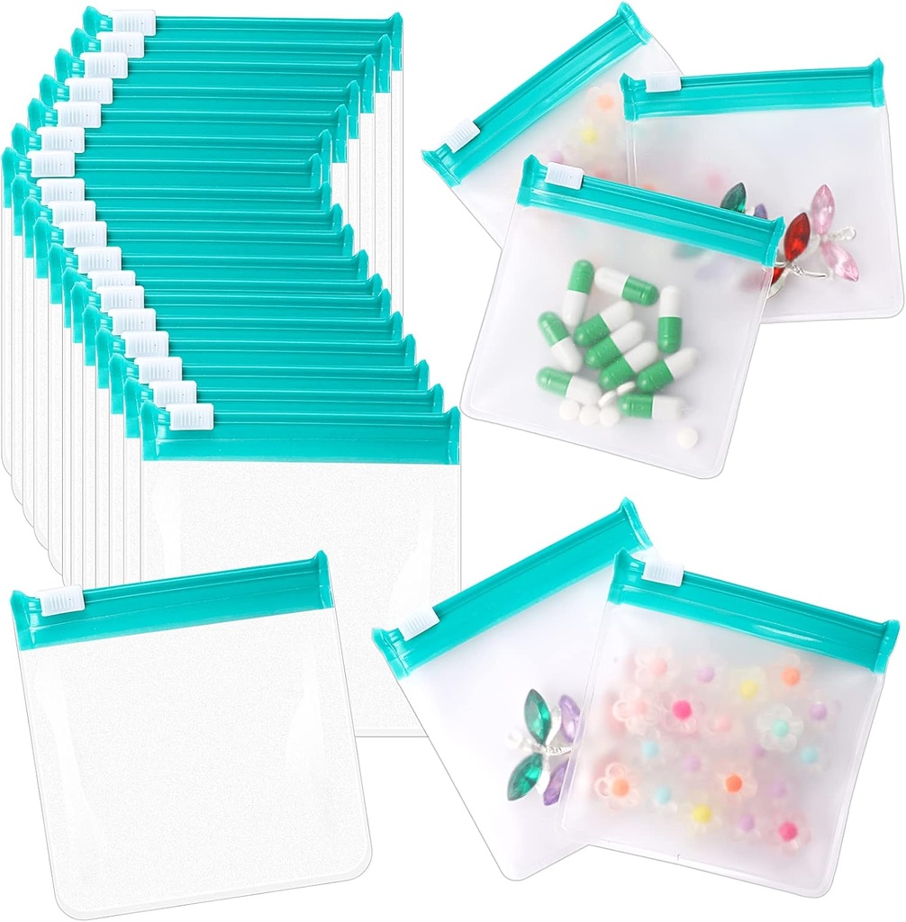24 Pcs Travel Pill Pakker Pill Pouch Tasker Genanvendelig Zipplered Medicine Bag Sæt Self Sealing Clear Plastic Medicine Organizer med Slide Lock Mandag til søndag Pill Bagager til piller små genstande Opbevaring