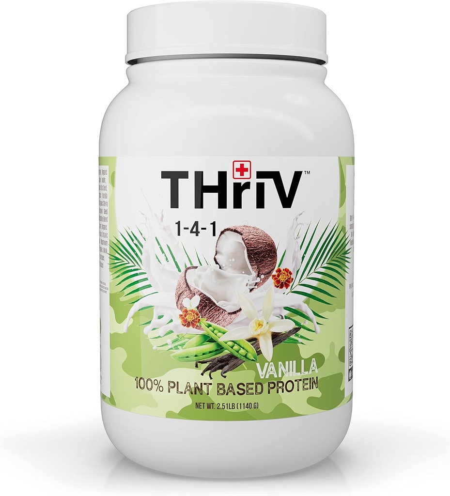 Thriv Thriv Nutrition - Organic Plant Based Protein Powder, Chocolate or Vanilla, Vegan, Gluten- Free, Non- GMO, Dairy Free, (2.5lb / 1.140g) Powder (Vanilla)