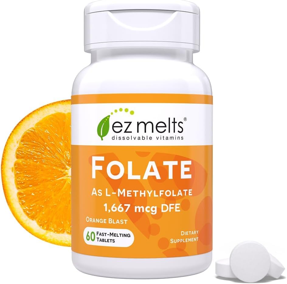 EZ smelter opløselige folat 1,667 mcg, L- methylfolat, sukkerfri, 2- måned Supply - 1 pakke