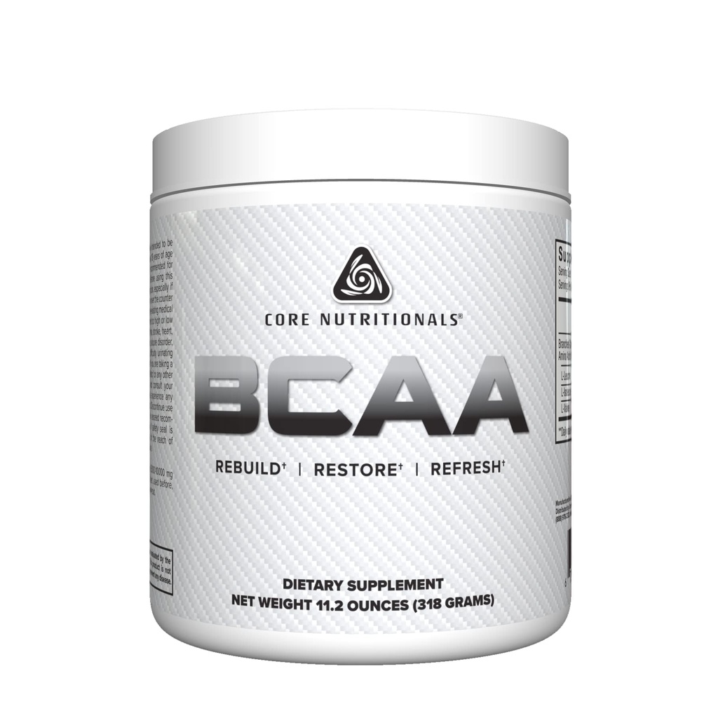 Core Nutritionals BCAA Powder Б124; 2: 1: 1 Branched- Chain Amino Acids for Recovery Б124; Support Protein Syntese Б124; 5g Serveringer Б124; 60 Serveringer (Unflavored)