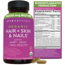 Biotin 5000 mcg hår hudnegle Vitaminer for kvinder - Økologisk og Vegetarisk - Friendly Supplement med vitamin E, B-Vitaminer, Spirulina, Horsetail og Superfood Blend til at hjælpe med at producere Keratin - 120 Greve