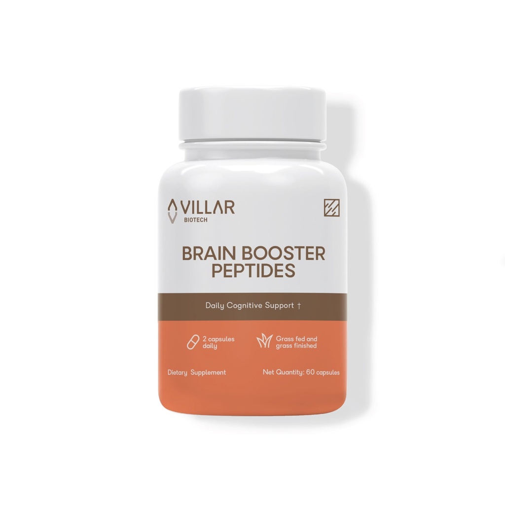Brain Booster Peptider - Græs Fed Bovine Brain - Understøtter fokus, hukommelse & mental Klarhed - Natural Nootrop med Hydropeptex ® - 60 kapsler
