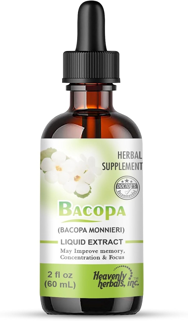 Bacopa Drops - Forbedrer hukommelse koncentrering, Focus - Bacopa Monnieri ekstrakt af 124; Brain Supplement Memory Supplement Cognitive Enhancement Measure 124; Herbal Remedy 2.0 fl oz - WellnessHerbs Skibe fra USA.