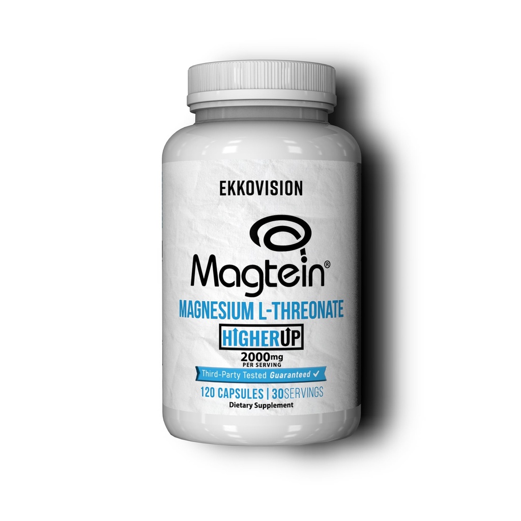 Ekkovision Magtein Magnesium L- Threonat, Memory & Cognitive Function Support, Magnesium supplement med essentielle mineraler for mænd og kvinder, 2000 MG Per Serving, 120 Easy- to- Swallow kapsler