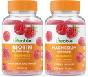 Lifeable Biotin + Magnesium, Gummies Bundle - Great Tasting, Vitamin Supplement, Gluten fri, GMO fri, tyggetabletter