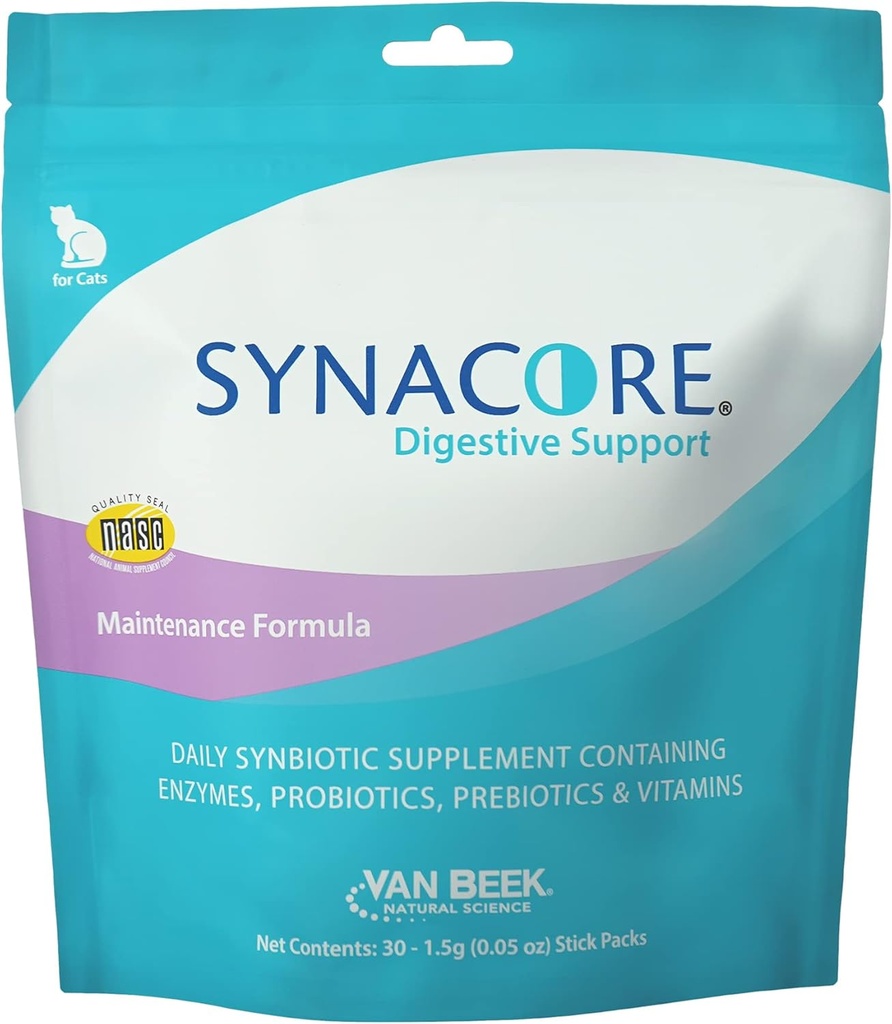 Synacore Feline - (30 Greve) Alle naturlige Formel til at give immunforsvar for katte og hjælpe med at opretholde fordøjelsessygdomme - Probiotika og vitaminer til katte - Naturlige Pet Produkter