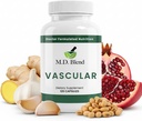 M.D. Vaskulære - Ekspert Formuleret supplement - Vaskulære & samlede wellness mål - Korrekt flow, numre, Balance - Kraftfuld hvidløg, Ingefær, L- Arginin, Pomegranat - 120 kapsler (pakke med 3)