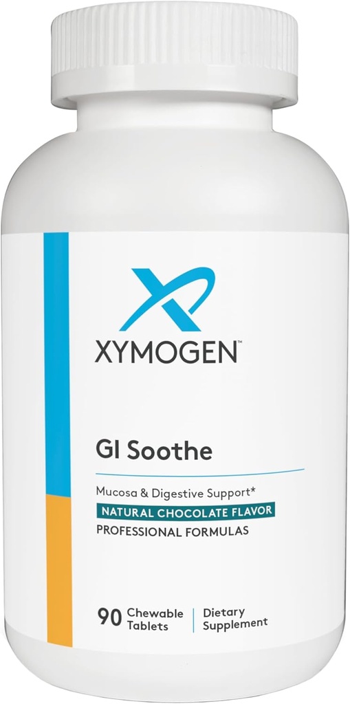 XYMOGEN Gut Health Supplements - GI Soothe Chocolate - Slippery Elm Bark, Licorice Root Extract & Marshmallow Root - Promote GI Lining Health, Mild Bloating Relief & fordøjelseskomfort (90 tabletter)