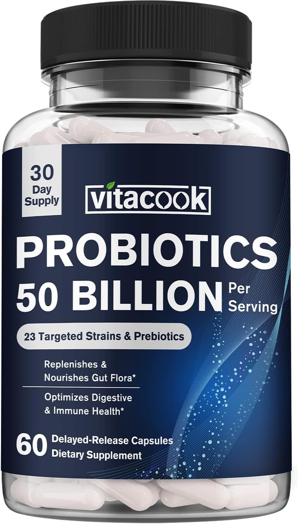 Probiotika 50 Millioner, 23 Strops med Organic Prebiotics, fordøjelses- og immunstøtte, Frysetørret, Forsinket-Release, Bedre end en Dozen Yogurts, 60 Vegansk Caps