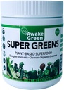 Awake Green - Super Greens - Superfood Powder - USDA Organic Non-GMO Vegan Supplement - for Digestive & Bloating Relief - 20+ Whole Foods (Spirulina, Wheat Grass, Barley), Probiotics, Fiber & Enzymes