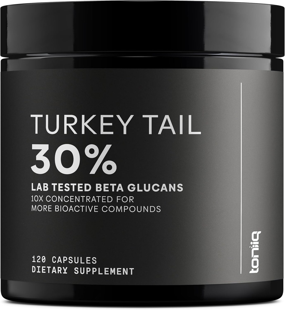 Tyrkiet Tail Mushroom Kapsler - Ultra High Potency 10: 1 Uddrag med 30% Beta Glucans - Meget koncentreret - Third-Party Lab Testet - 120 Kapsler