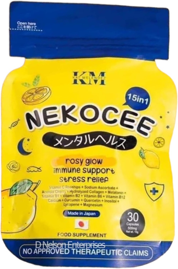 Herskin NEKOCEE 15 in 1 by Kat Melendez, Rosy Glow Food Supplement, 30 Capsules
