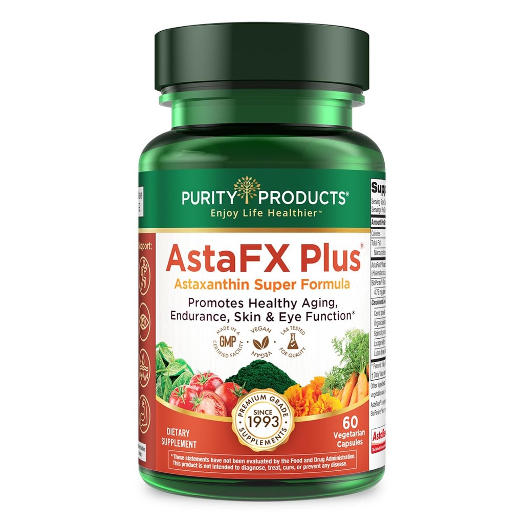 Renhed Produkter AstaFX Plus - Astaxanthin Super Formel - 30 dages forsyning fra Understøtter Endurance - fremmer sund hud - Understøtter Visual Health - op til 6.000 gange mere kraftfuld end C-vitamin