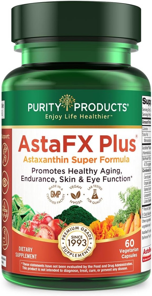Renhed Produkter AstaFX Plus - Astaxanthin Super Formel - 30 dages forsyning fra Understøtter Endurance - fremmer sund hud - Understøtter Visual Health - op til 6.000 gange mere kraftfuld end C-vitamin