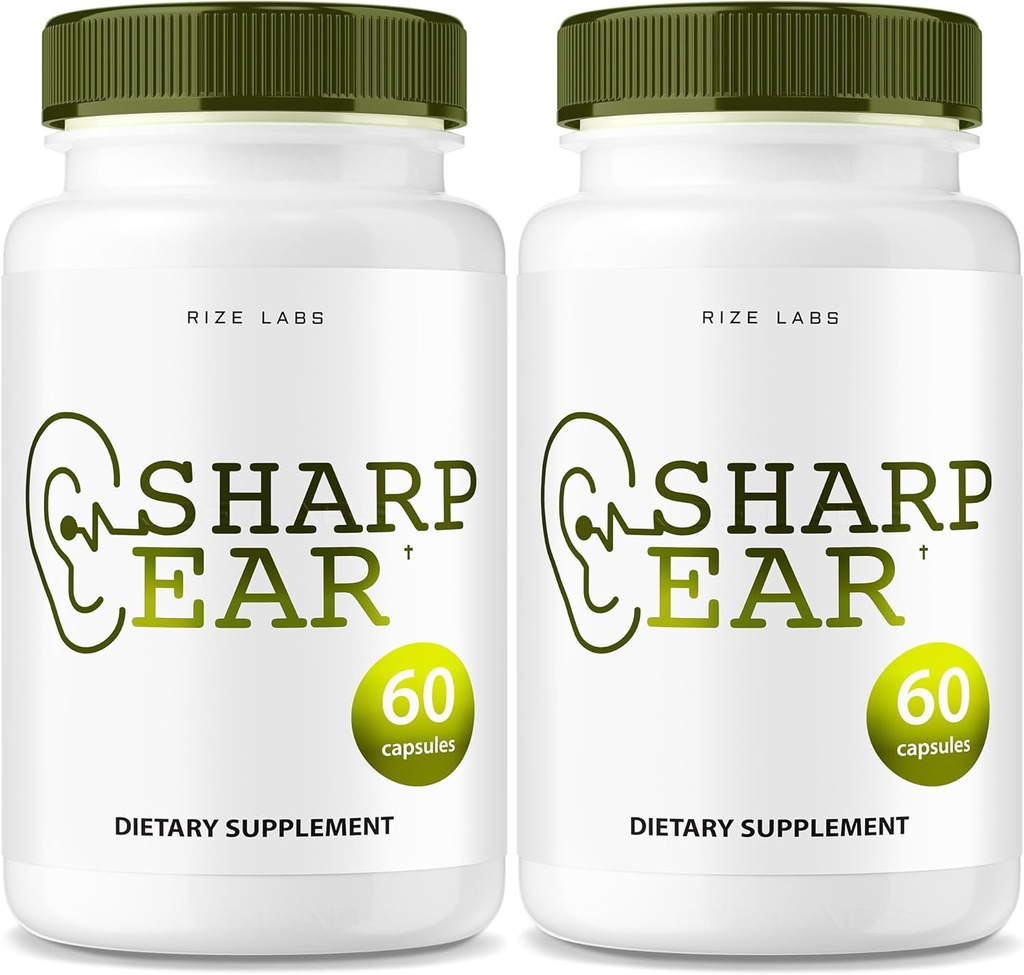 rize laboratorier Sharp Ear Capsules, Sharp Ear Pills for Clear Hearing, Sharp Ear supplement til at gendanne hørelse sundhed, Sharp Ear Advanced Formel Maksimum Styrke (120 Kapsler) (pakke med 2)