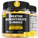 Creatine monohydrat Gummier for mænd og kvinder - med BCAA, Collagen Peptider, L- Taurine, Vitamin B12, D3, Chewables Creatine monohydrat 5g Per Servering, Natural Lemon Flavor, Sukker Free, 2 Pack