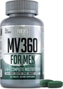NDS Nutrition MV360 For mænd, 5- in-1 Komplet Multivitamin til mænd med essentielle Herre Vitaminer for energi, fordøjelse, toning, immunforsvar, og Herre Sundhed & Vitality, 60 tabletter, 30 Servere
