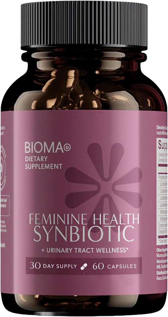 BIOMA Feminin Health Synbiotic - Women 's Health Supplement for Sund vaginal pH, urinveje & fordøjelsesstøtte - med Probiotika, Cranberry & Tributyrin - 60 kapsler (30-dages forsyning)