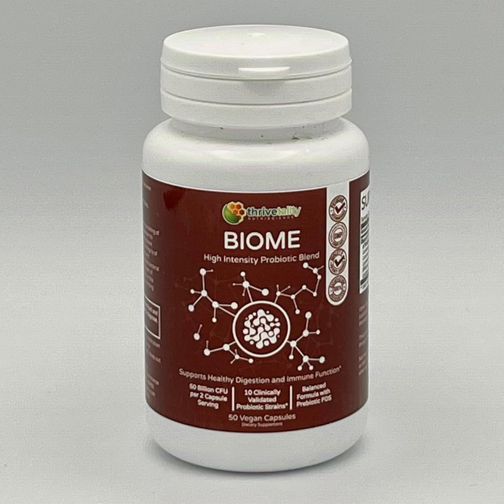 BIOME High Intensity Probiotic Blend by Thrivetality szág 124; # 1 Læge Formuleret # 124; Klinisk bevist 124; 10 Valideret Strops + Prebiotic # 124; 50 Millioner CFU # 124; Digitalt & immunforsvar