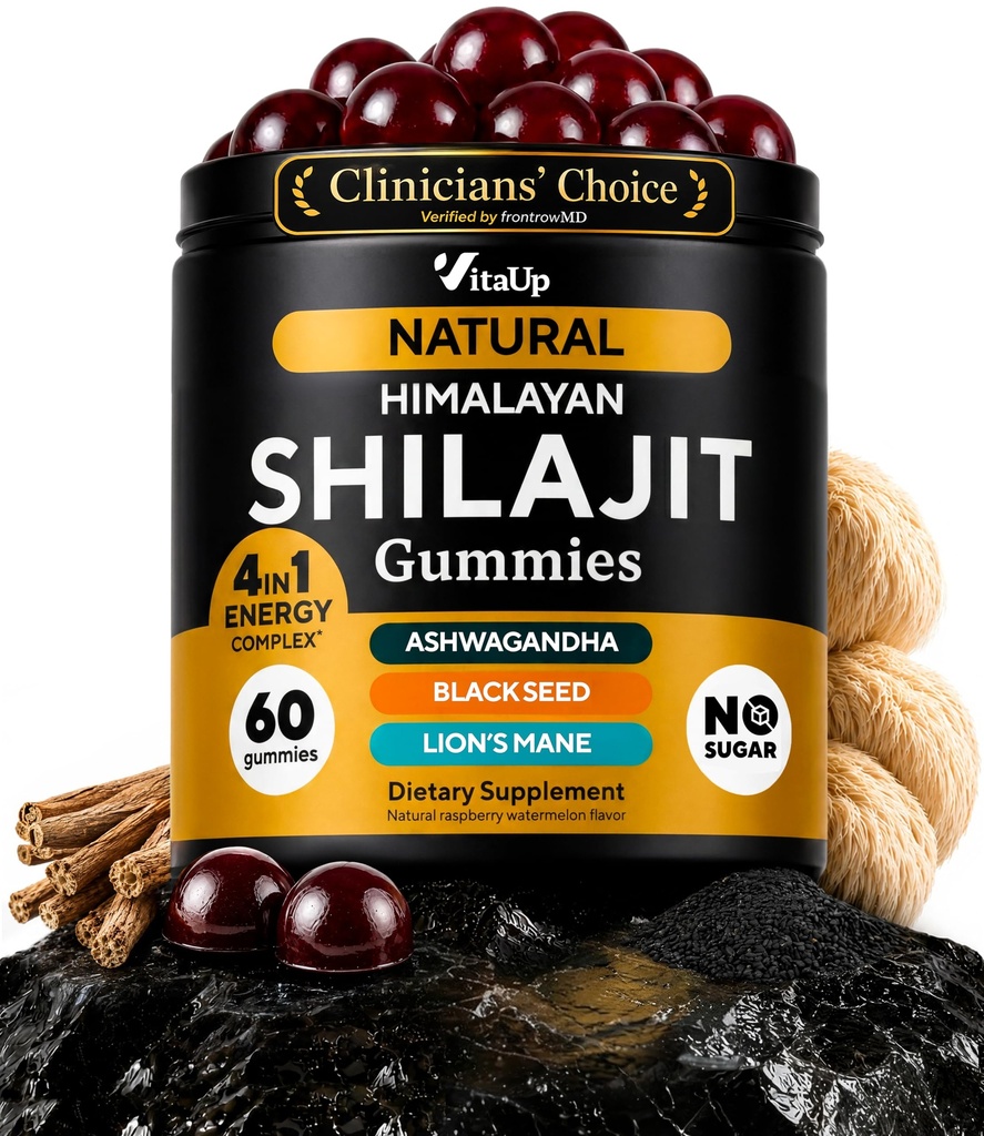 Himalayan Shilajit Gummies for Mænd & Kvinder - Pure Shilajit for Mænd Gummies - Sukker Free Gummy Kosttilskud med Fulvic Acid - Sund Aging, Immun & Energy Support - 60 Greve