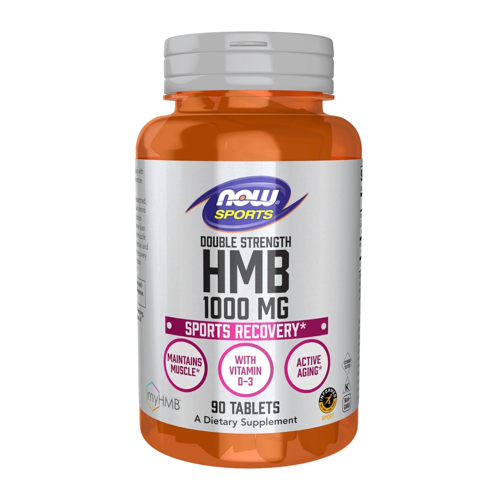 Now Foods Sports Nutrition, HMB (β- Hydroxy β- Methylbutyrat), Double Strength 1000 mg, 90 tabletter
