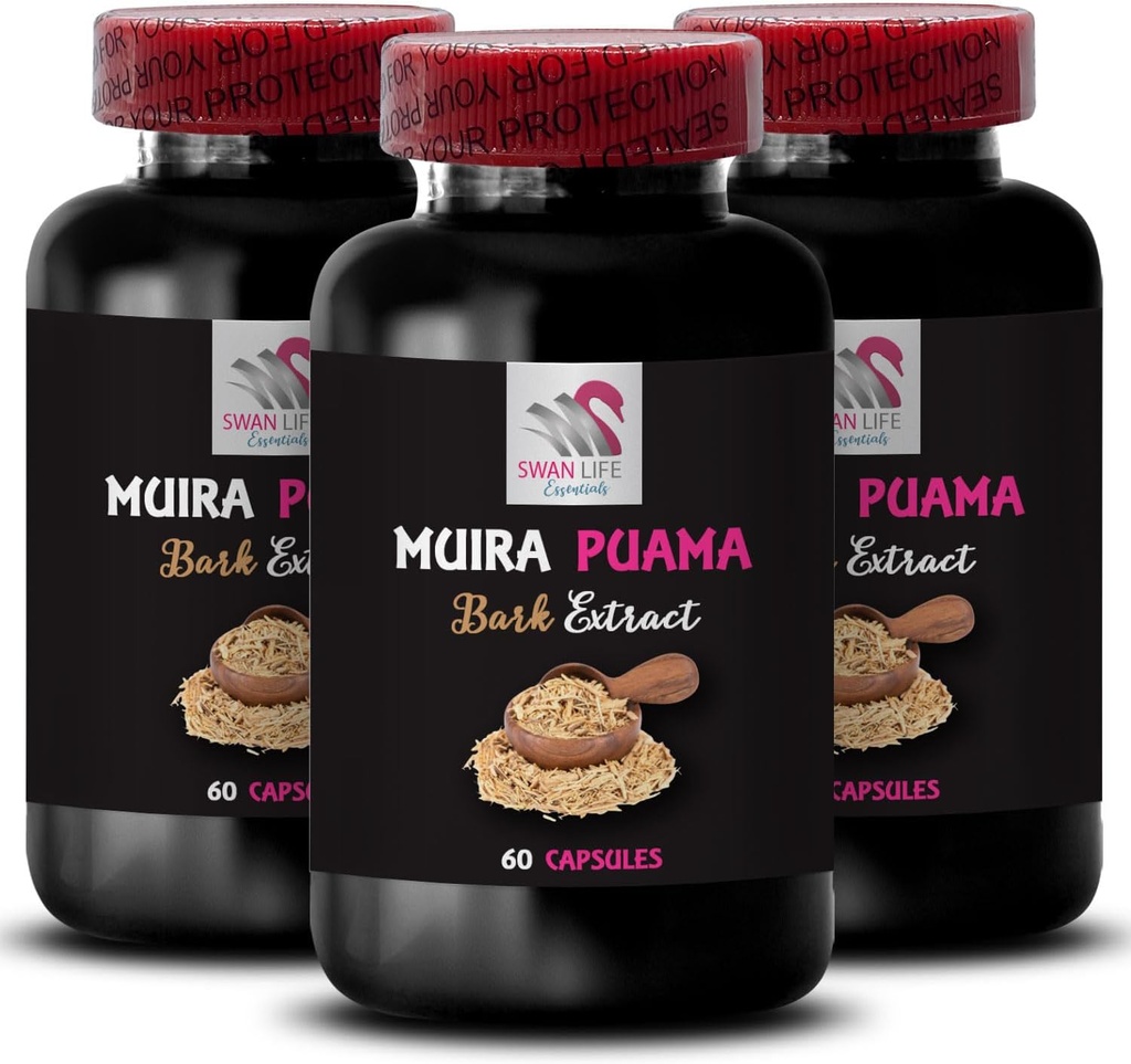 Power Surge - MUIRA PUAMA BARK extract - Strength Support, Daily Boost, Herbal Aktivering, Resilience Energy, Plant Synergy, Botanical Enhancement, Everyday Vitality 3 Flasker 180 Kapsler