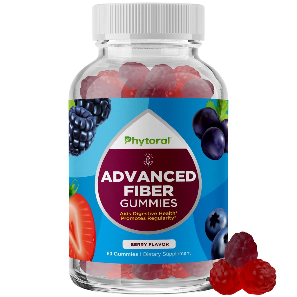 Avancerede fibre gummier til voksne - Chicory Root supplement med Prebiotic Support & Kokosolie til Gut & fordøjelsessygdomme - Opløselige fordøjelseskapsler til mave forordning & immunforsvar - 60 Ct