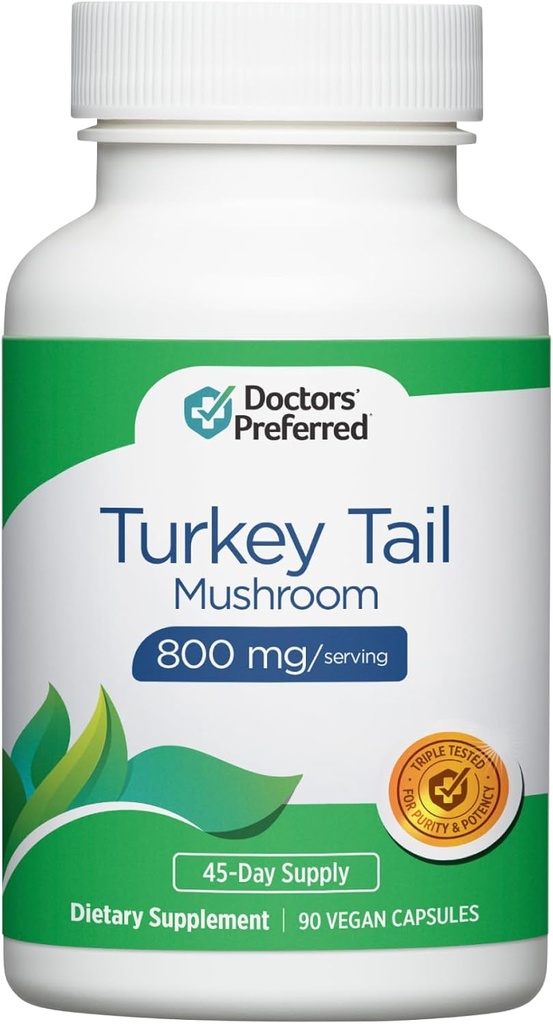 DOCTORS 'PRÆFERREED Turkey Tail Mushroom Supplement - 800 MG / Servering, 90 Veganske kapsler