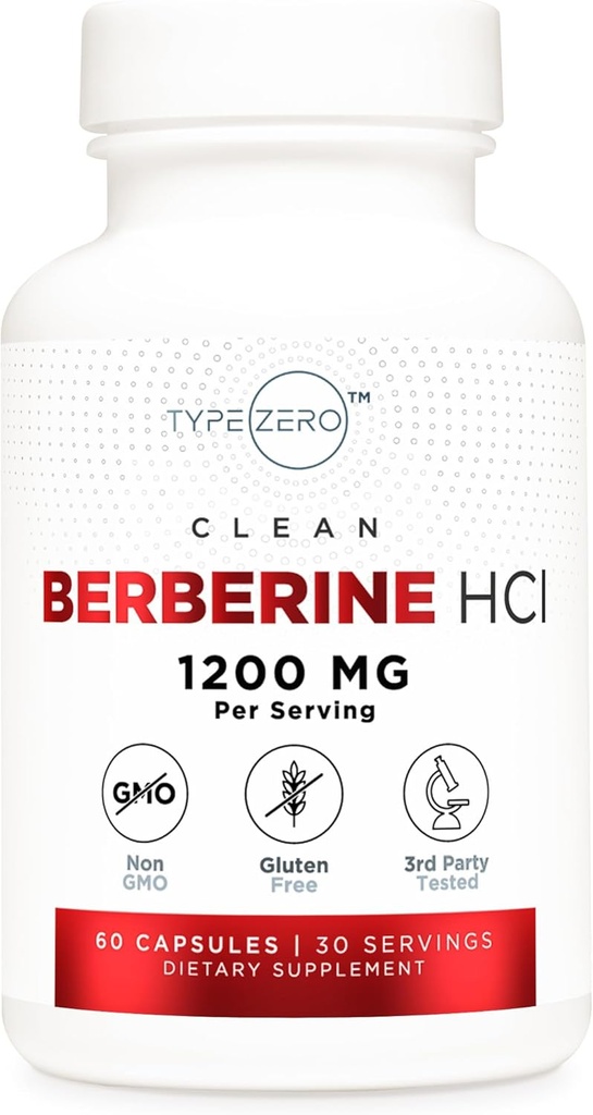 Type Zero Berberine HCL 1200mg 60 kapsler - ren, ikke-GMO, Gluten Free Supplement