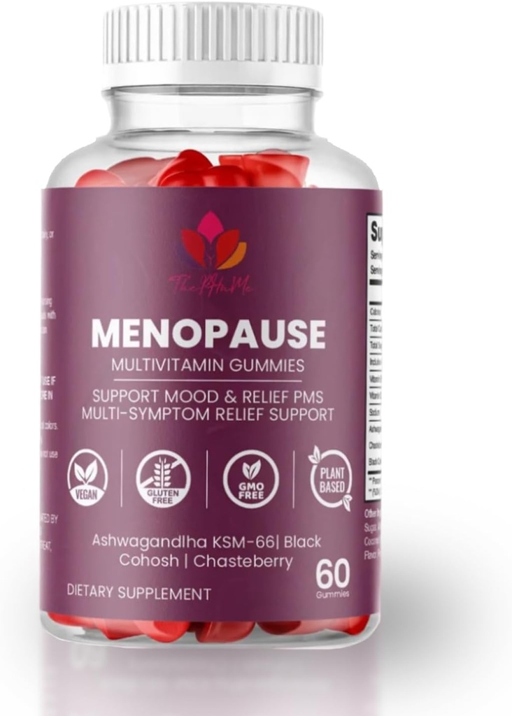 Menopause Gummies med Black Cohosh & Ashwagandha KSM- 66 - Økologisk supplement til kvinders wellness - 60 Greve