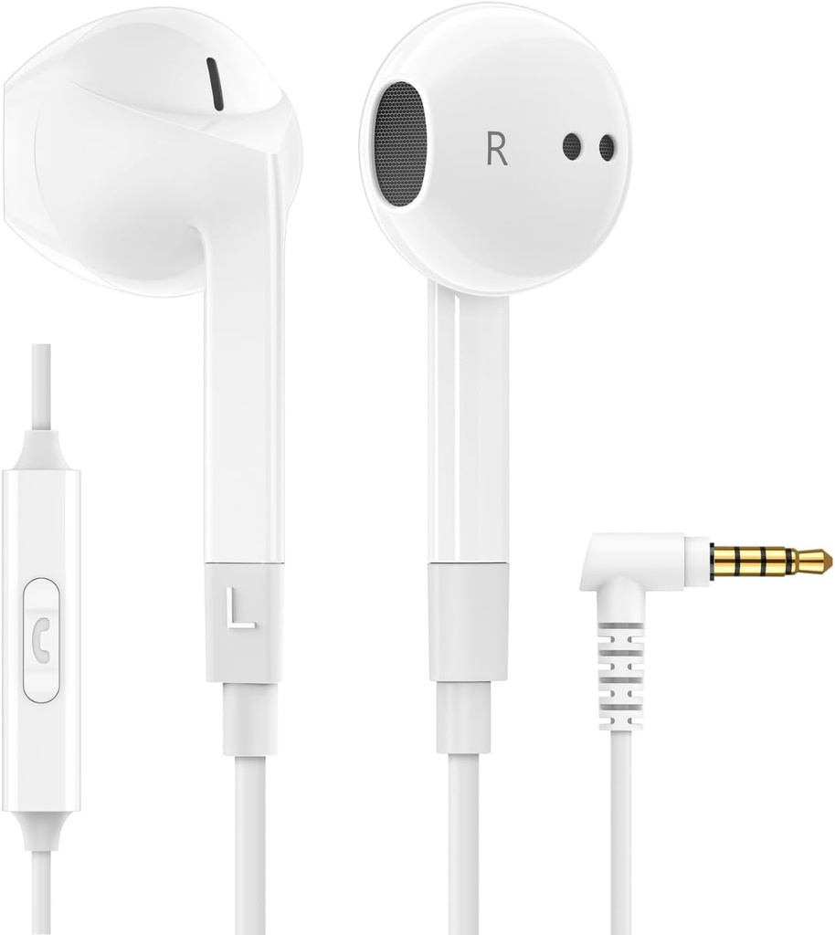 LUDOS FEROX Wired Earbudons in- Ørehovedtelefoner, 5 års garanti, Earphones med mikrofon, Støj Isolation Corded for 3.5mm Jack Ear Bud til iPhone, Samsung, Computer, Laptop, Kids, Skole Studerende