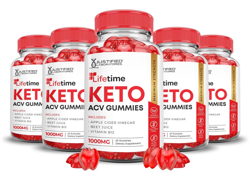 (5 Pack) Lifetime Keto ACV Gummies Advanced Formel 1000MG Lifetime Keto Gummies Apple Cider Vinagar Formuleret med Pomegranat Beet Juice Powder B12 Vegan Non GMO 300 Gummys