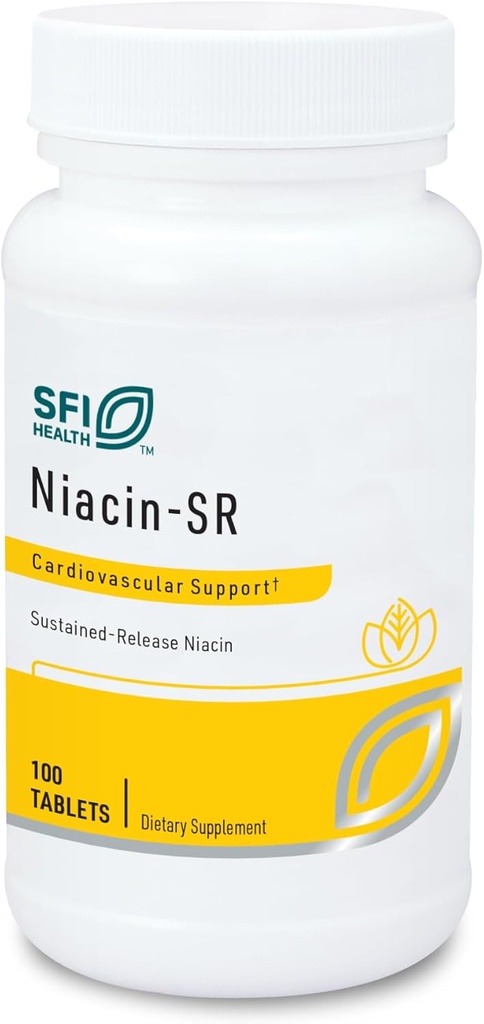 Klaire Labs SFI Health Niacin- SR - 500 Milligram Vedvarende Release Essential Vitamin B3 at hjælpe med at undgå flush, justerbar dosis & Hypoallergen (100 Scored tabletter)