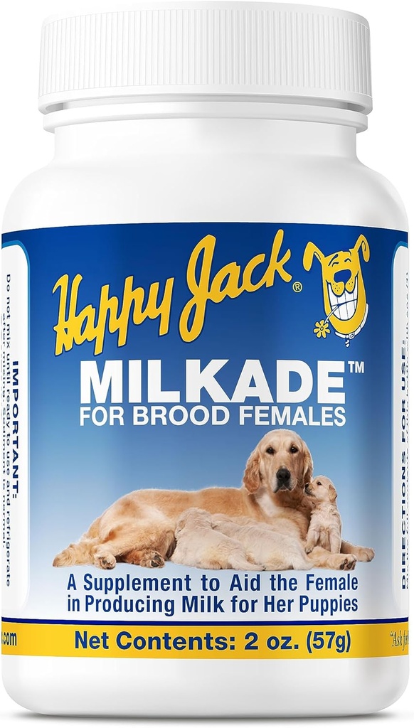 HAPPY JACK Milkade Hundeavl & Sygepleje Supplies, Mælkeproduktion Støtte til hunhunde & sunde Litter, Gravid Prenatal Vitamin med vitamin B1 (2 oz)