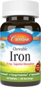 Carlson - Chewable Iron, 30 mg, Superior Absorption, Blood Health, Energy Production & Optimal Wellness, Natural Strawberry Flavor, 60 tabletter