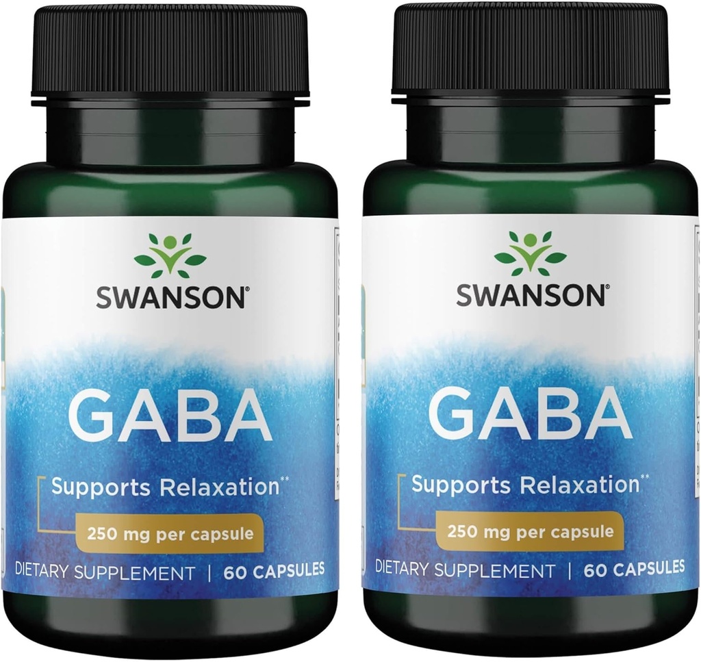 Swanson GABA Gamma Amino Acidbutyric Acid 250 Milligrams 60 Capsules (2 Pack)