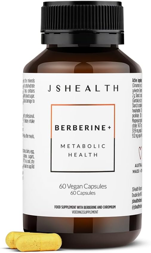 JSHealth Vitaminer Berberine + Formel - Berberine Supplement for Metabolic Health - Vegan, Gluten- Free & Non- GMO. (60 tabletter)