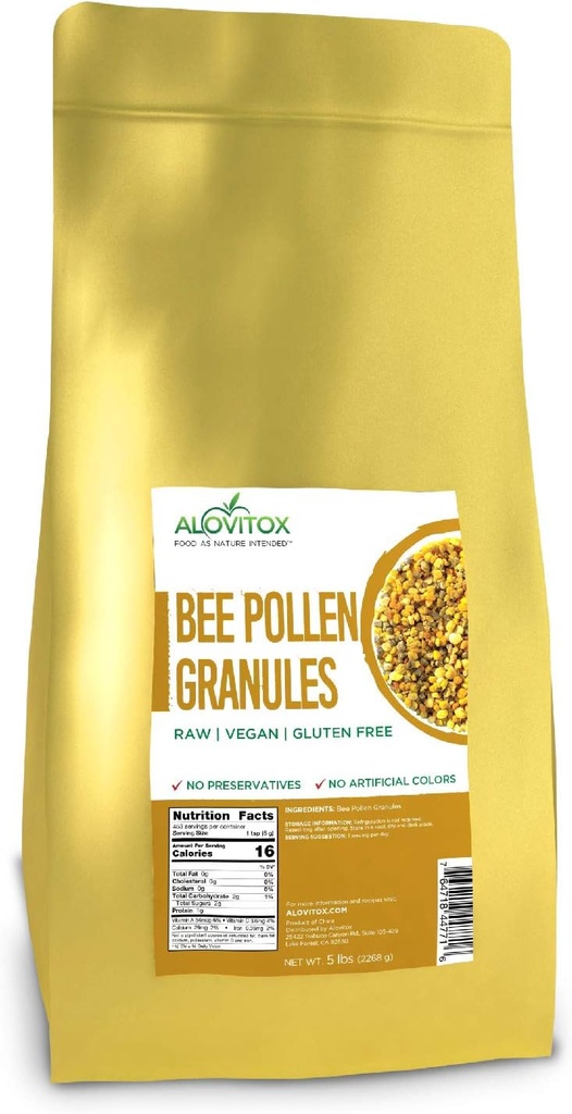 Alovitox Bee Pollen Granules against 124; 100% Raw Superfood pakket med antioxidanter, proteiner, vitaminer, mineraler, Carbodizing 124; naturligt energigivende & støtter Muscle Recovery