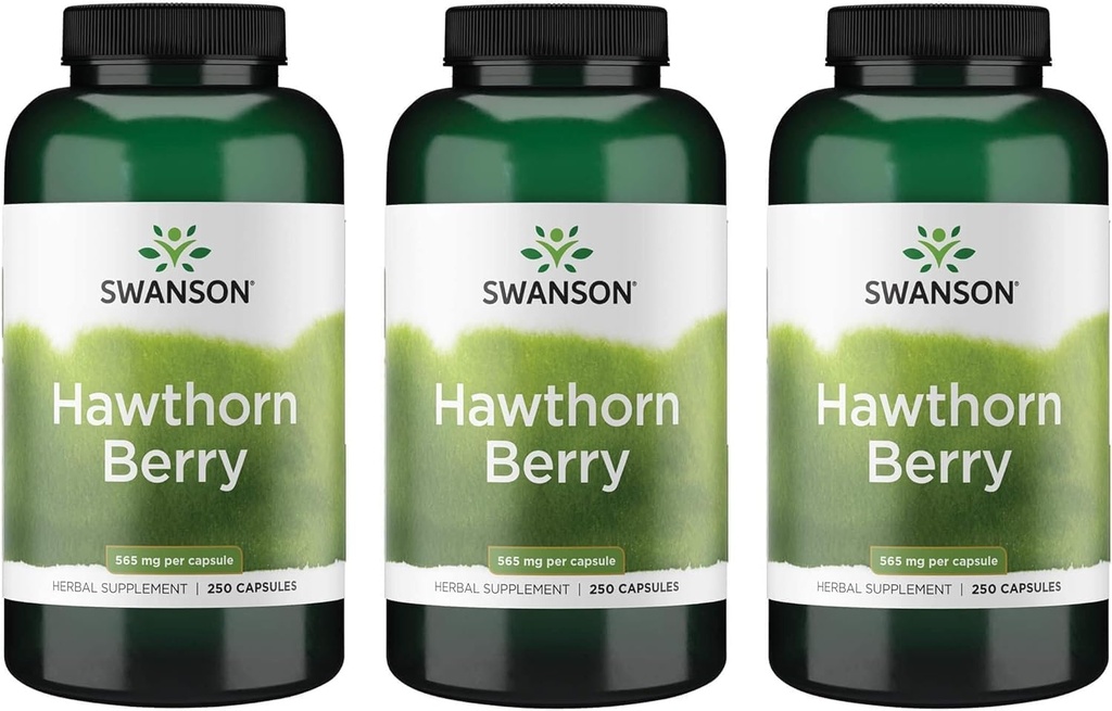 Swanson Hawthorn Berry Supplement- Antioxidant Flavonoider (250 kapsler, 565 mg Hver) 3 pakning