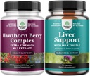 Bundle of Extra Strength Hawthorn Berry Capsules - Uddrag fordøjelse og hjerte sundhed supplement og lever rense og Detox & reparation Formel - Urte Lever Support Supplement